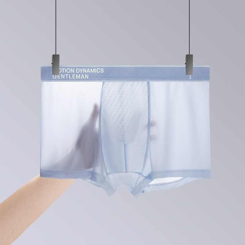 Nuevos calzoncillos de seda de hielo de hombre transpirables, calzoncillos antibacterianos de color sólido, calzoncillos delgados y delgados para hombres en stock al por mayor