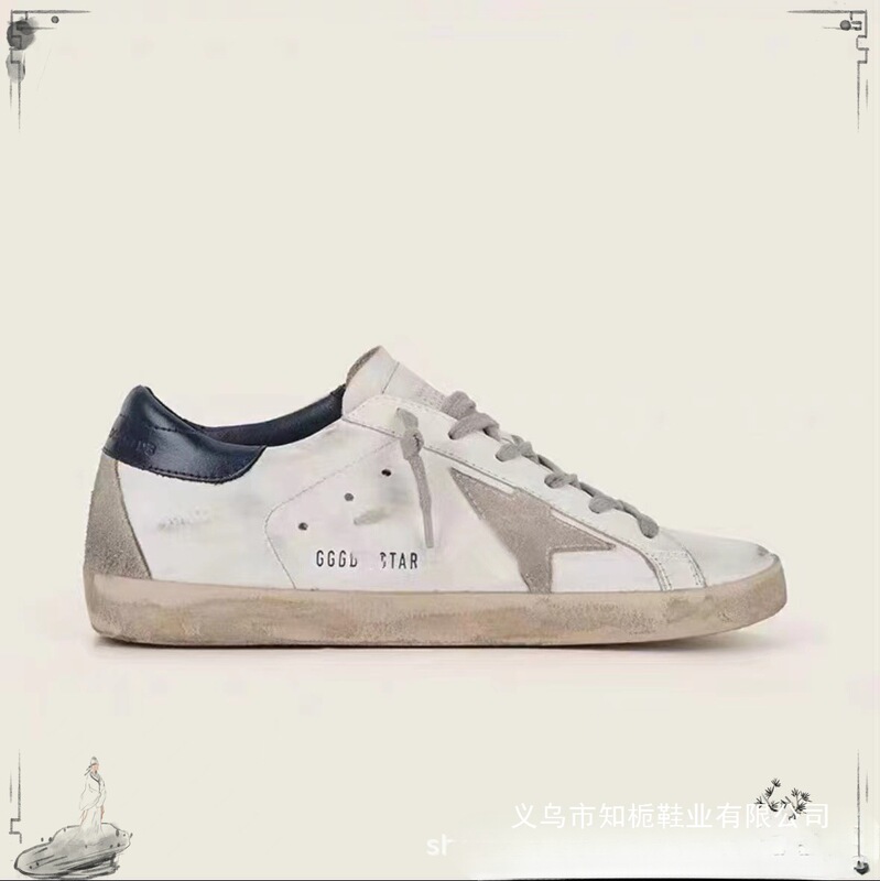 Korean Gg Distressed Star Sneakers for Women 2025 Classic Versatile Men's Sneakers with Hidden Height Increase Dirty Leather White Shoes