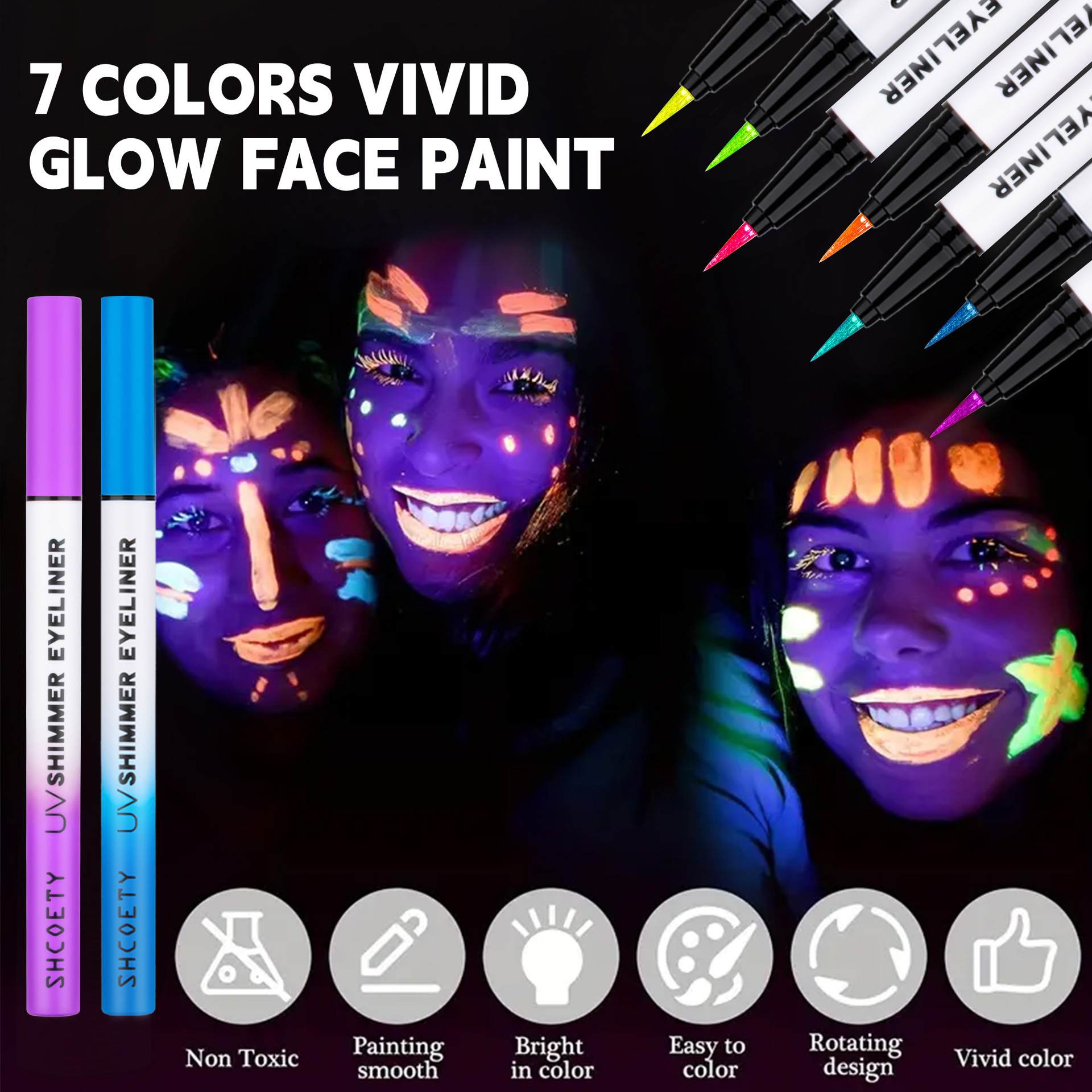 SHCOETY colored fluorescent pearlescent eyeliner Pen, fine sparkling eyeliner liquid pen, face painting, waterproof and sweat-proof undefined