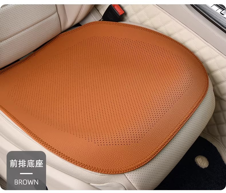 Summer Nappa leather ventilated non-slip car seat cushion suitable for Mercedes-Benz and Tesla, white ultra-thin breathable seat pad