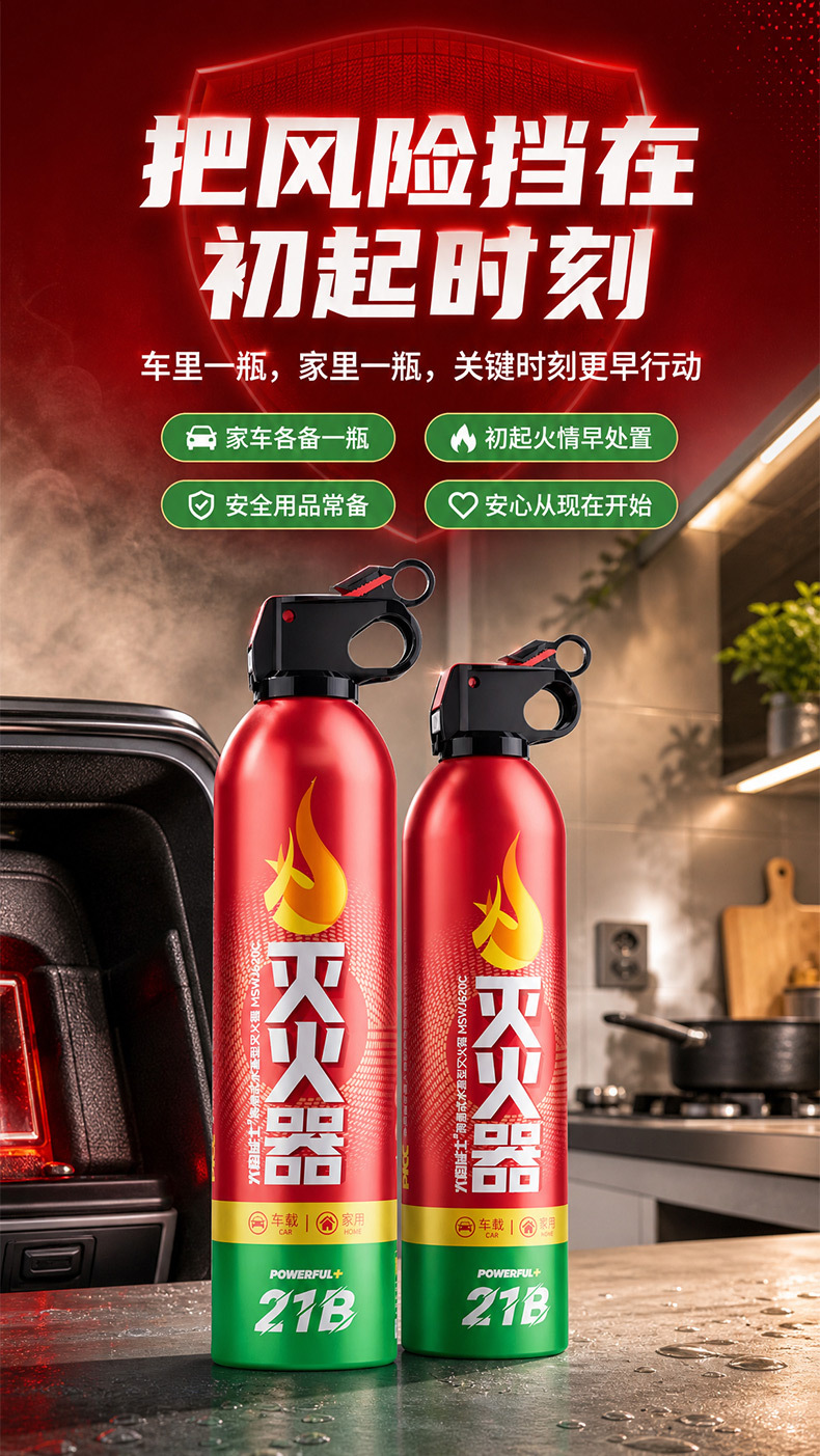 Flame Warrior Car-Mounted Fire Extinguisher, Water-Based for Private Cars, High Temperature Resistant, Explosion-Proof, Household Fire Extinguisher, Gift Wholesale