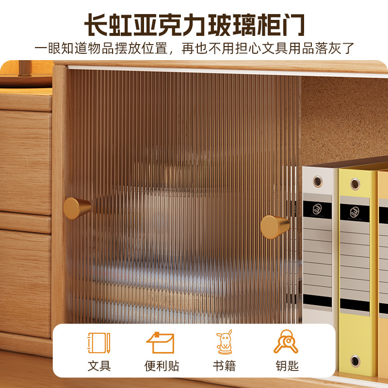 书架桌面带柜门置物架办公桌小型文件收纳整理架简易书桌分层架子|undefined