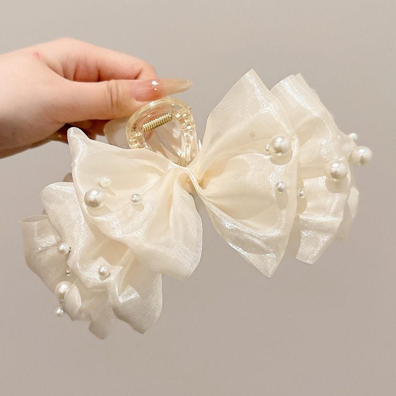 Clip de agarre de lazo de súper hada, parte posterior de la cabeza llena, pinza para el cabello, clip para el cabello de princesa, tocado de clip de tiburón de sentido avanzado