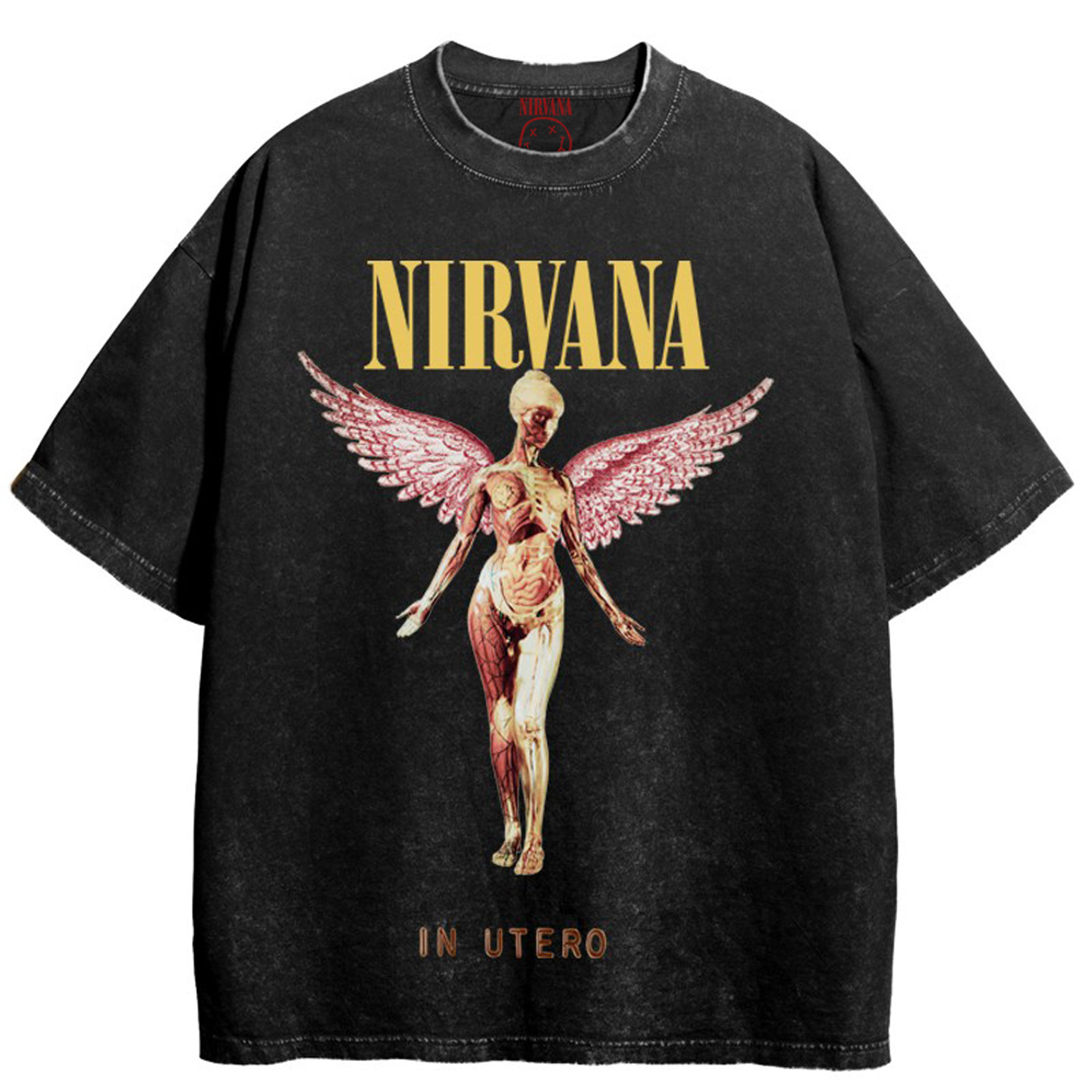 Nirvana banda de rock Nirvana Cobain cocoburn apenado lavado vintage batik camiseta suelta