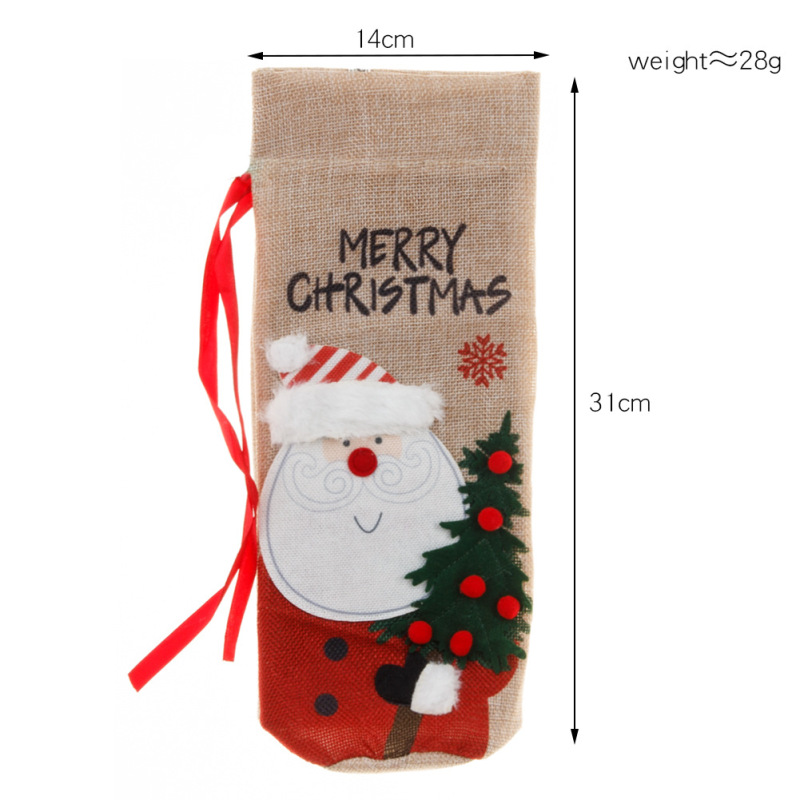 新品クリスマス装饰麻布刺繍ワインカバーワインボトル饰り酒瓶袋ワインバッグクリスマスワインボトルカバー|undefined