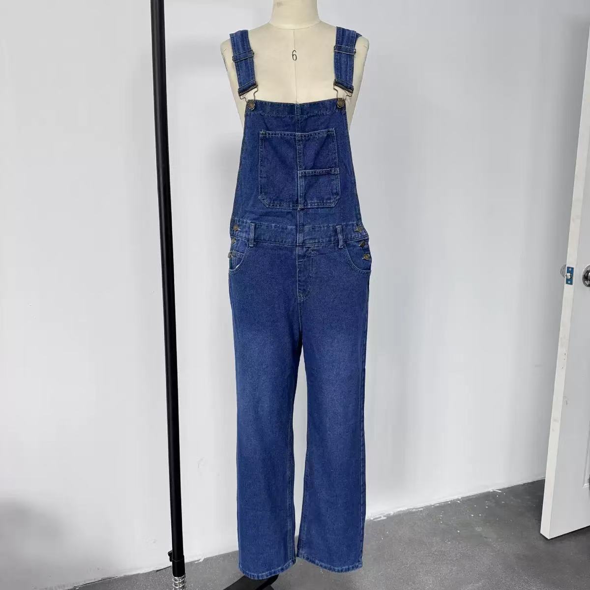 Women's Clothing Casual Denim Overalls – Effortless Americana Style Loose Fit Washed Jeans Jumpsuit_mkmklike.com