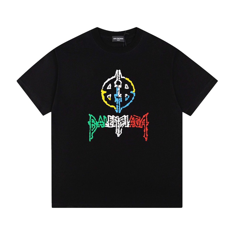 パリハイバージョンBファミリーTシャツ25s春夏新作ヘビーコットンラウンドネック半袖Tカジュアル万能男女同型|undefined