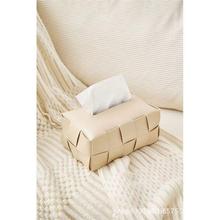 家用车载通用型优质皮革棋盘格拼色纸巾盒简约有趣个性创意多功能