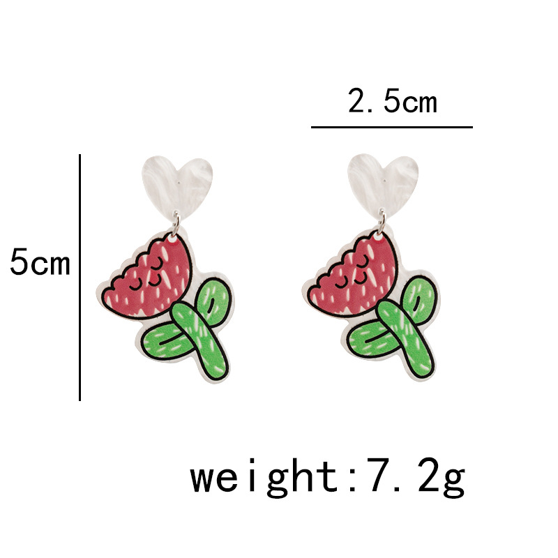 10g Weight 1 Pair Cute Flower Acrylic Drop Earrings