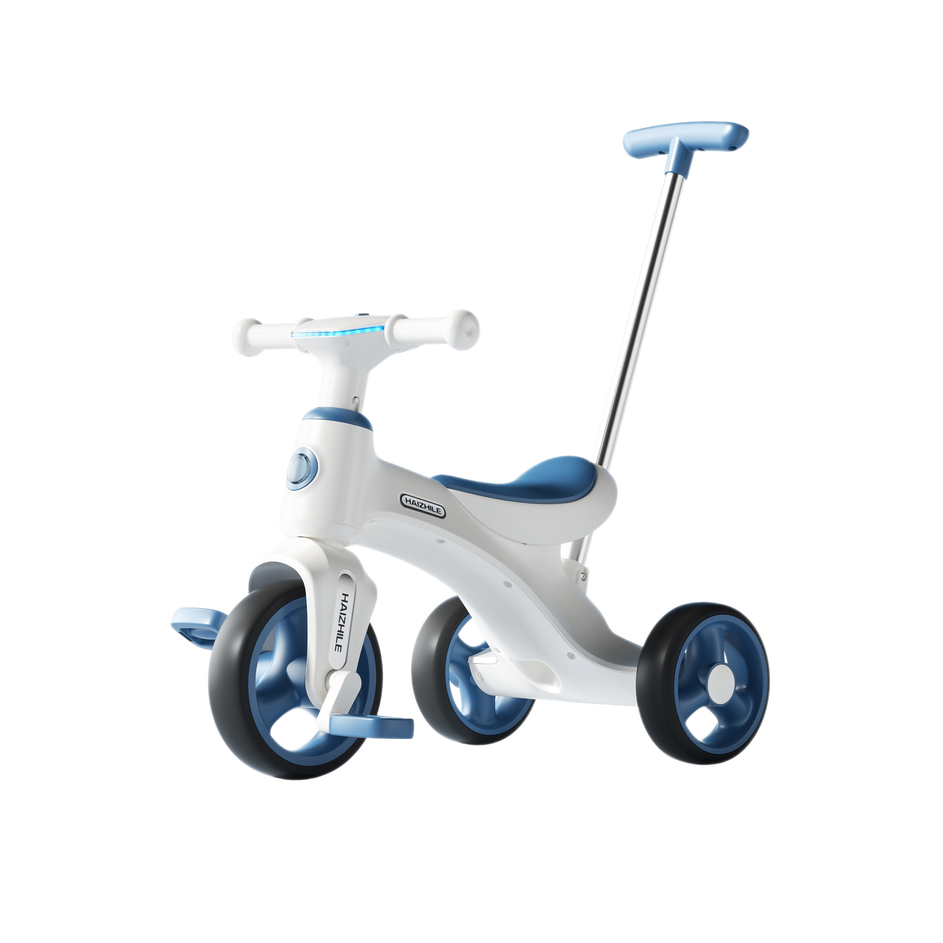 Triciclo y Carrito Paseador Infantil 3 en 1 para 1 a 4 Años de Plástico, con Luces y Música