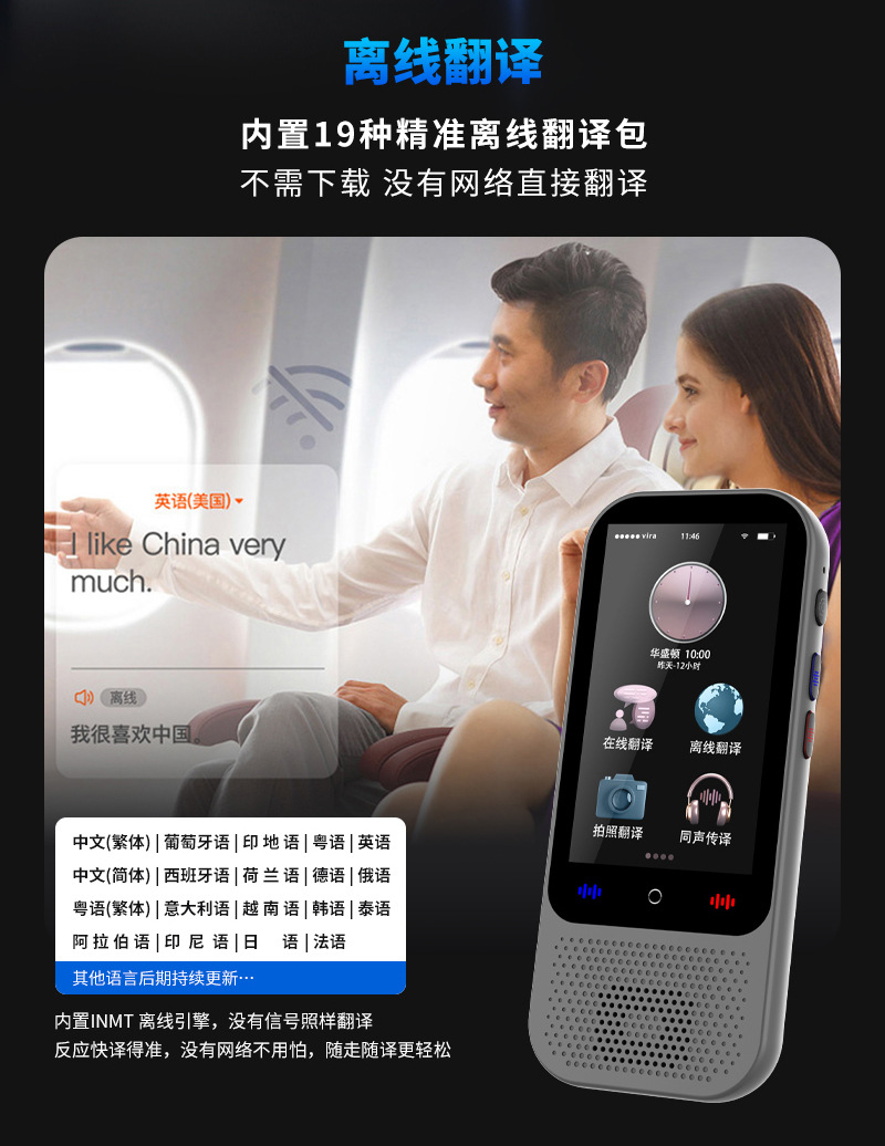 The 2024 new S80 pro intelligent voice translation machine is a multi-language manufacturer with precise offline photo-taking and Chat GPT undefined