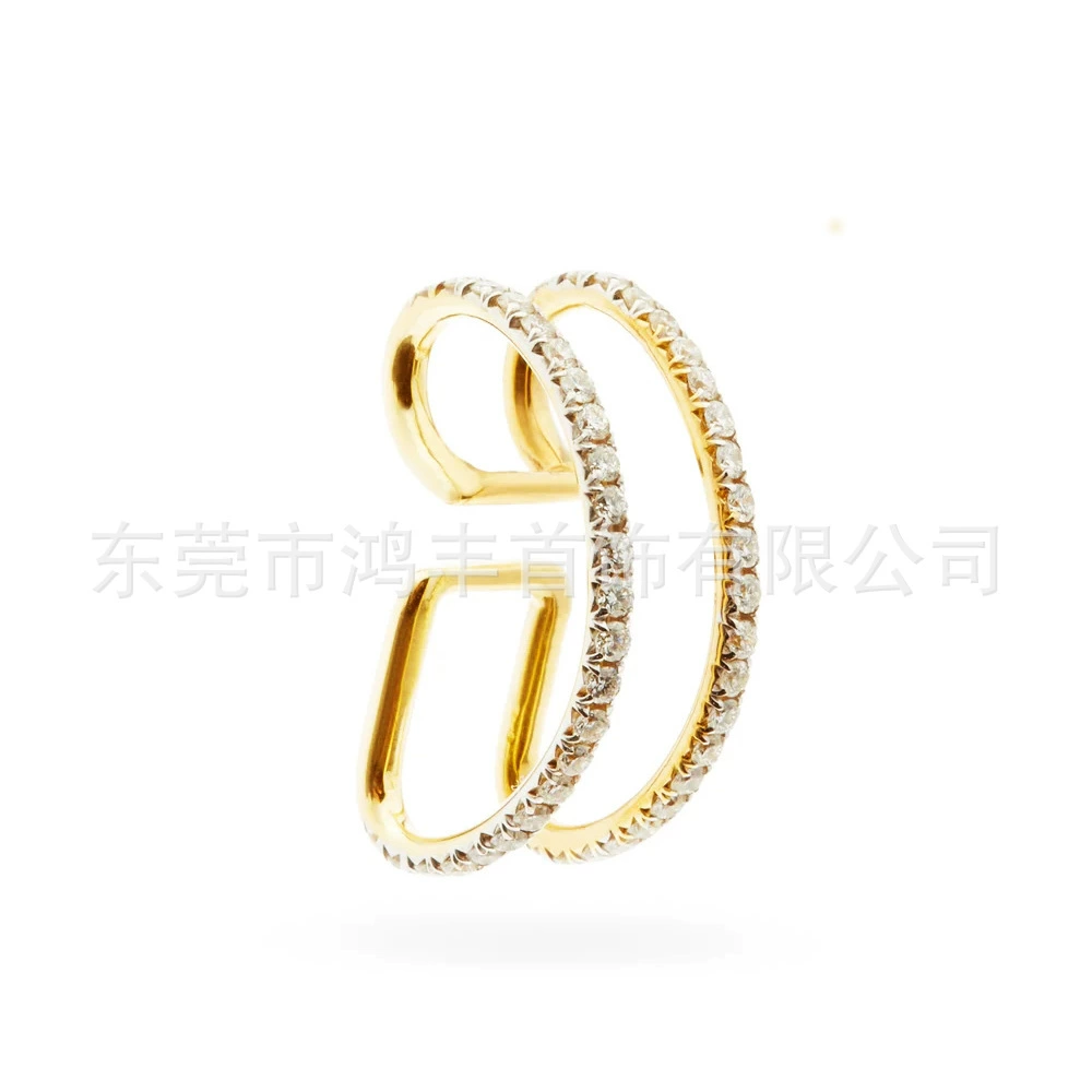 Zirconium, golden retro earrings, ear clips, high-quality style, no pierced ears, European style