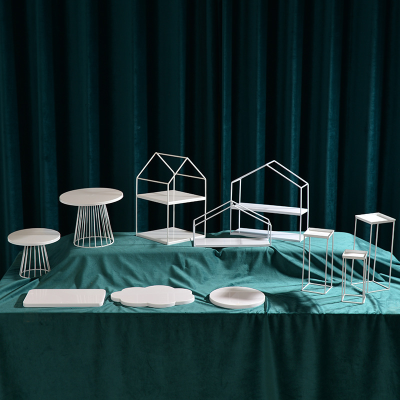 Diseño de boda europea decoración de mesa de postres set de té de la tarde refrigerio bandeja de pastel estante de exhibición mesa de descanso de té