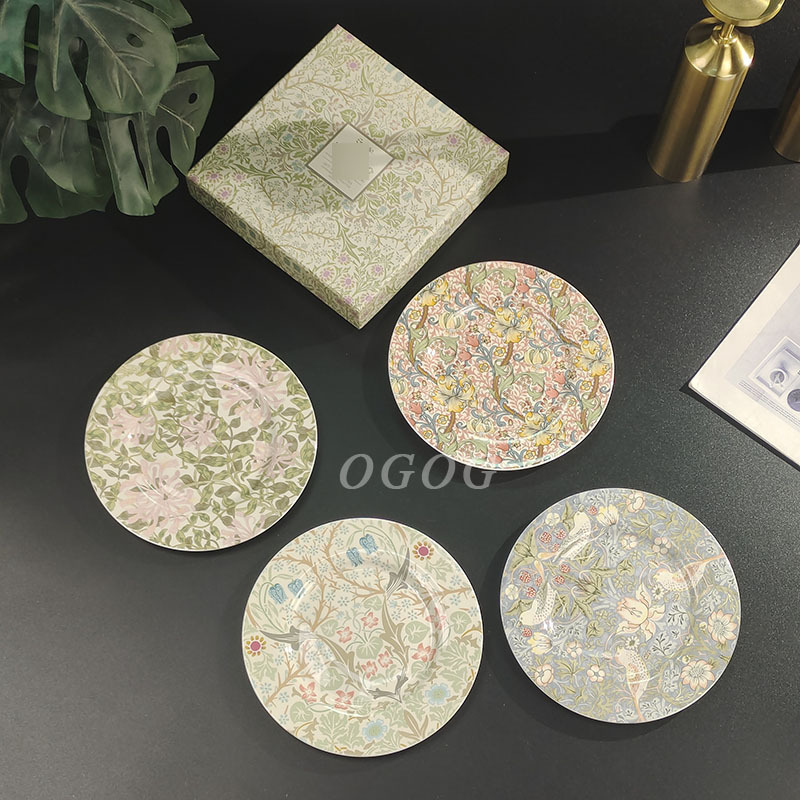 Cross-Border Direct Sales British Porter's Floral Pattern Disc Exquisite Retro Home Dining Plate Steak Plate Gift Box