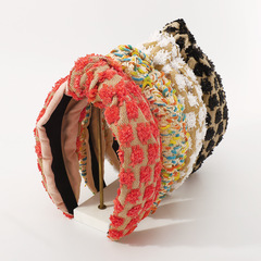 F4862外貿個性女士編織打結頭箍 歐美風誇張彩色寬邊幾何性感發箍