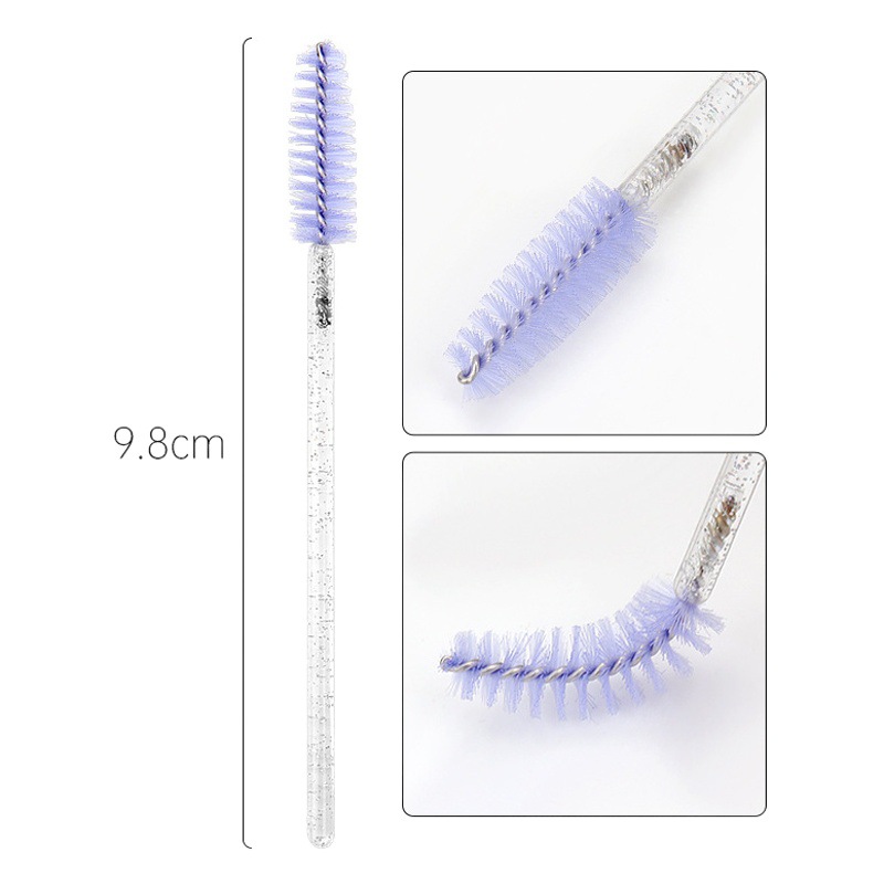 Wholesale Disposable Eyelash Grafting Brush, Portable White Rod Crystal Brush, Crystal Rod Solid Nylon Head Makeup Brush