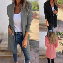 eBay TEMU亚马逊外贸欧美大码秋冬开衫外套女装宽松气质翻领中长