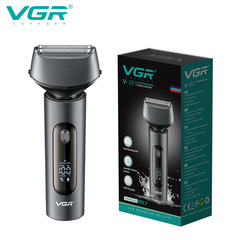 Vgr381髭剃り往復式卸売り携帯家庭用男性黒色液晶デジタル表示防水電気髭剃り