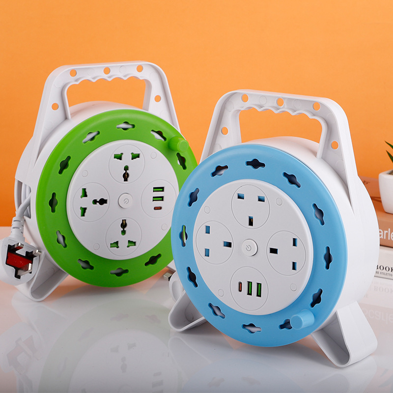 Jack multipropósito de estilo británico y americano 5m m 10m m de disco de cable largo disco de cable retráctil almacenamiento de cable USB