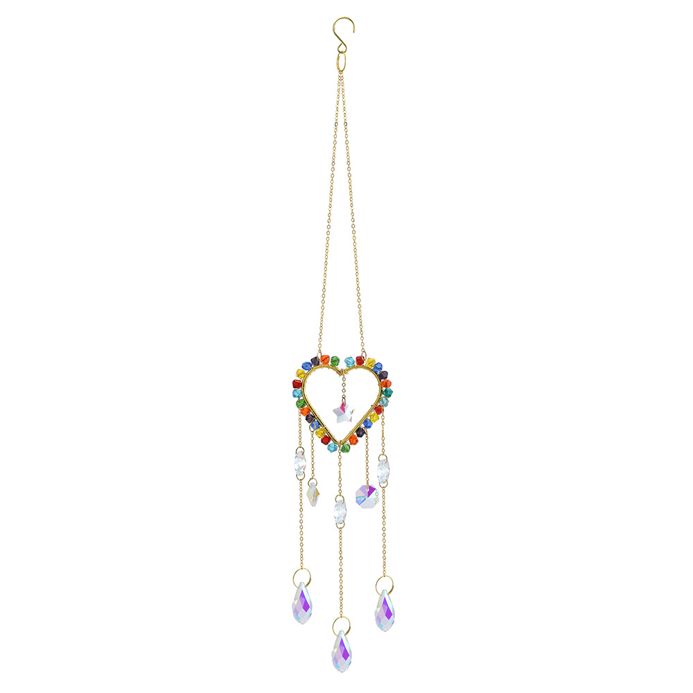 Venta caliente transfronteriza patio jardín decoración colorido puntiagudo cuentas bobinado estrella de cinco puntas de cristal carillones de sol catcher colgante