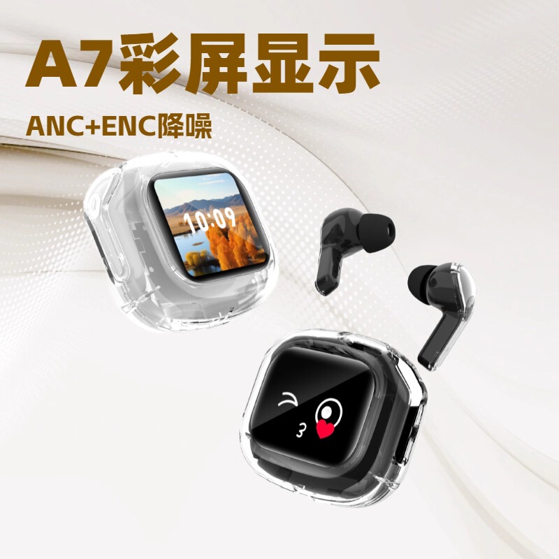 A7 Color Screen Anc+Enc Dual Noise Reduction Wireless Headphones New Model Suitable for In-Ear Jbl Bluetooth Headphones with Long Battery Life
