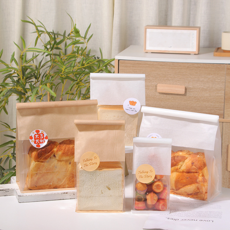 450g Toast Bread Packaging Bag Sliced Toast Croissant Potato Packing Bag Wire Self-sealing Bread Bag