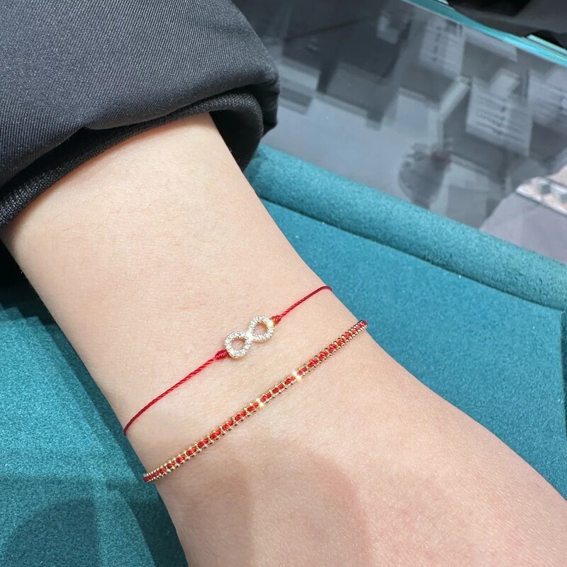 Real gold electroplated cross-border bestseller 8-shaped diamond-studded infinity woven red rope bracelet friendship couple bracelet wholesale Real gold electroplated cross-border bestseller 8-shaped diamond-studded infinity woven red rope bracelet friendship couple bracelet wholesale