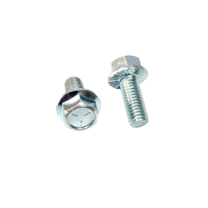 Pernos de brida hexagonal de 5 etapas fabricados en EE. UU. Tornillos de brida de alta resistencia de acero al carbono Tornillos de brida estándar estadounidense de zinc azul y blanco 1/2