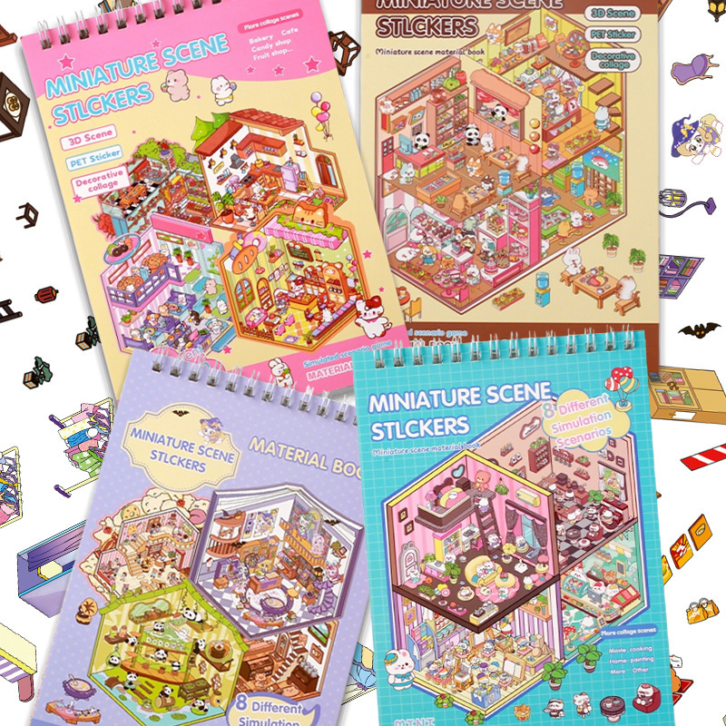 Amazon's Best-Selling Foreign Trade Creative Scene Sticker Collection for Students, a Mini Sticker Book with Many Scenes for Children