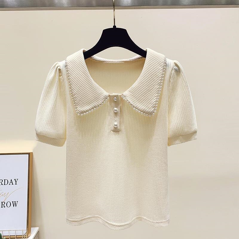 Plus-Size Loose Puff Sleeve Top 2026 New Summer Style for Chubby Women, Slimming and Flattering, Elegant Regular Shoulder Short-Sleeve T-Shirt for Women