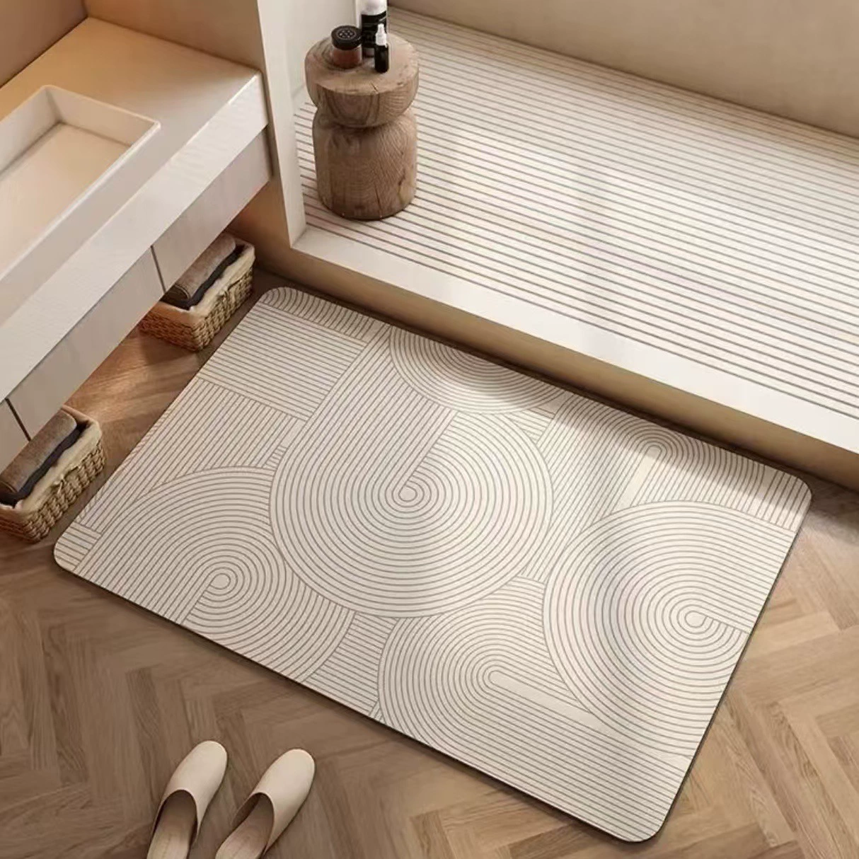 Легкий экстравагантный японский стиль диатомовая грязь коврик для ванной комнаты простой линии туалет всасывающий коврик для душа коврик для душа