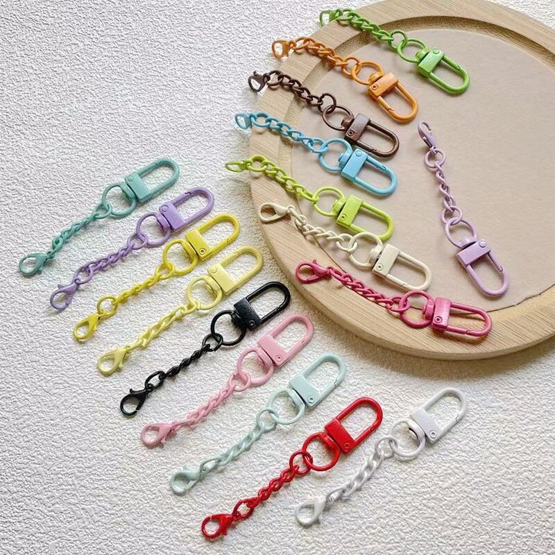 Candy-Colored Metal Painted Keychain Door Clasp U-Shaped Clasp Four-Section Chain Lobster Clasp Pendant DIY Handmade Doll Accessories Candy-Colored Metal Painted Keychain Door Clasp U-Shaped Clasp Four-Section Chain Lobster Clasp Pendant DIY Handmade Doll Accessories