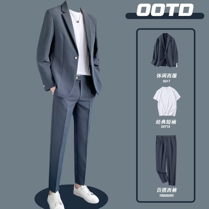 Casual Suit Men's suit Jacket High-end Sense Korean Style Puffian Shuai Spring and Autumn Light Mature Small Suit suit Top Clothes