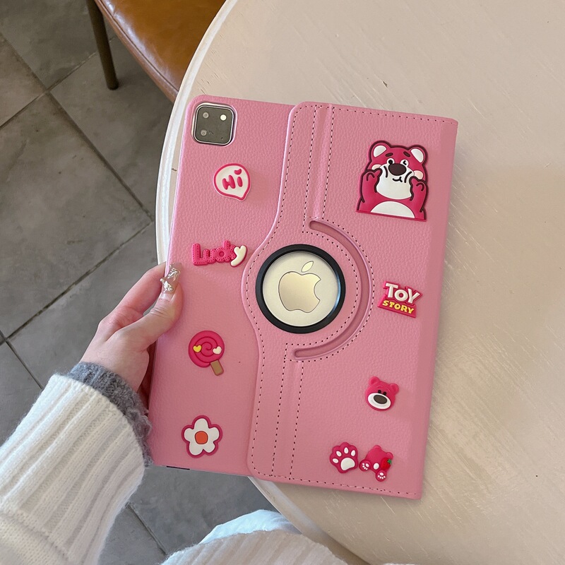 Suitable for iPad Huawei Samsung Xiaomi 360-degree rotating cute 3D tablet anti-fall DIY protective leather case