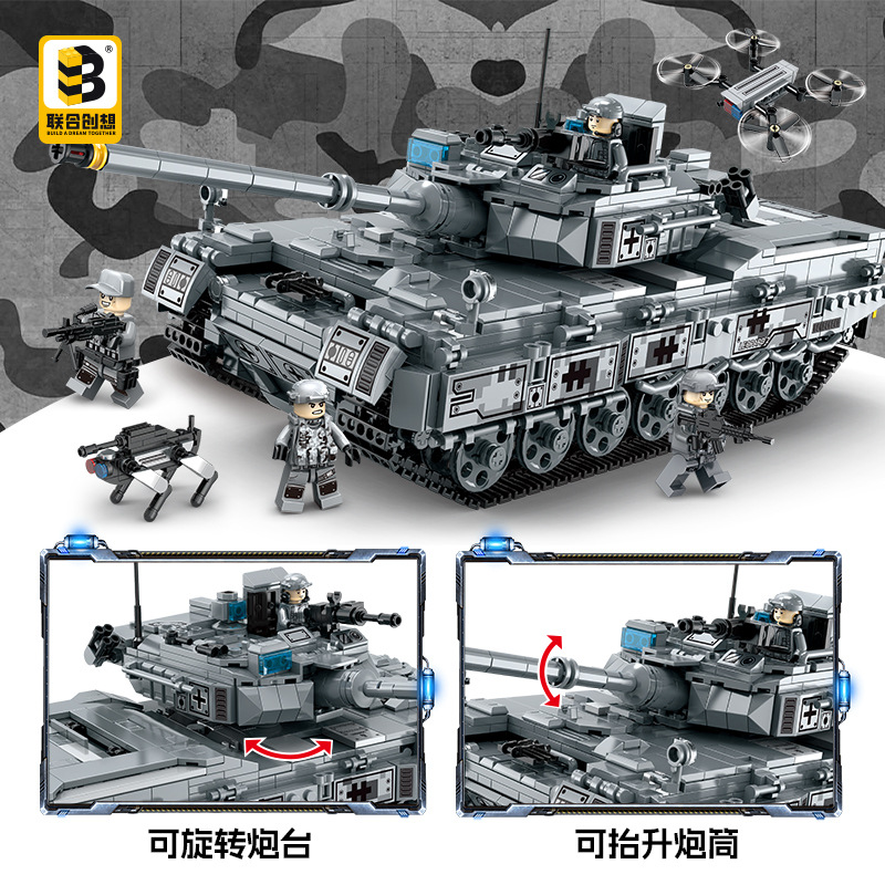 Jkc7402 Leopard 2 grandes tanques de combate principales bloques de construcción de juguetes para niños regalo del día nacional explosivo image 5