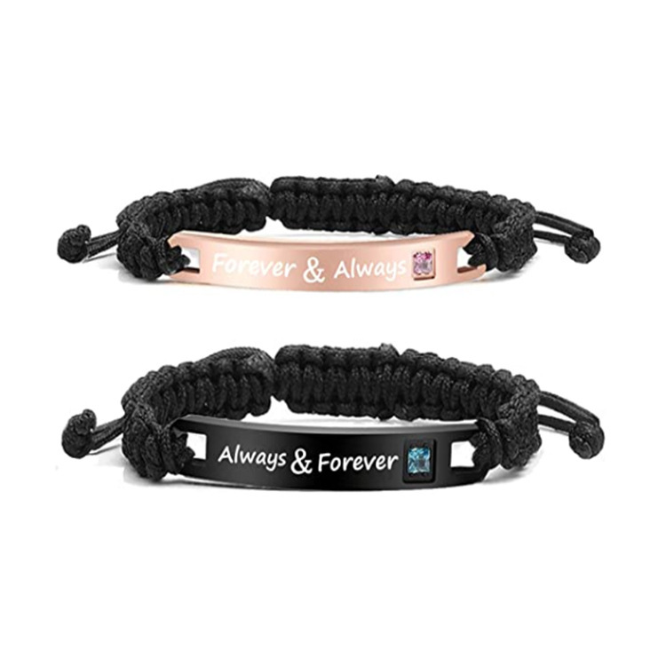 Cross-Border New Couple Woven Bracelet, Nameplate Peach Heart Magnetic Eternal Bracelet, Girl's Jewelry Wholesale