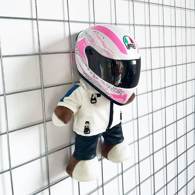 Motosiklet dəbilqələri — Box Decoration Rally Bear - height-28cm-lemon-yellow-white-bearagv-sakura-upgraded-tail-wing