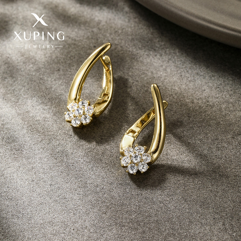 Pendientes Triangulares de Piedras Preciosas Artificiales de Diseño Versátil y Moderno de Xuping, Pendientes Sencillos y Elegantes para Mujer