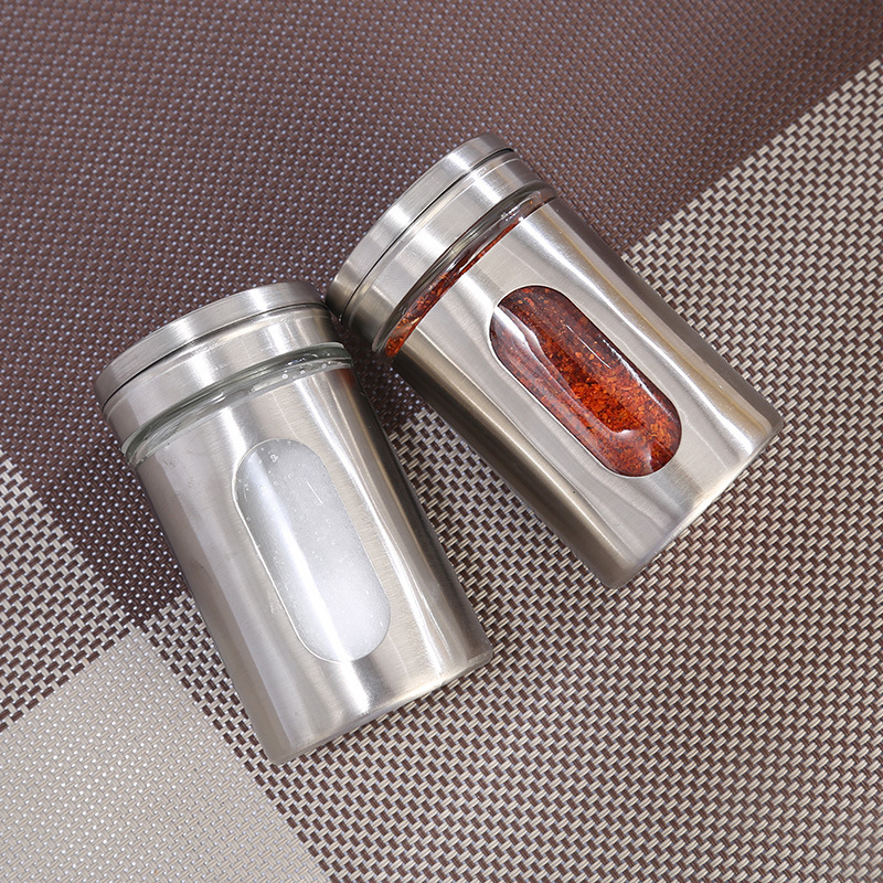 ステンレス製調味料缶バーベキュー散布瓶胡椒粉ガラス調味料瓶唐辛子麺家庭用キッチン用セット|undefined