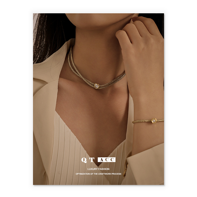 Latón chapado 18K oro real pasarela europea y americana temperamento de moda encantador ZIRCON oro cuerda collar pulsera 2023 nuevo image 5