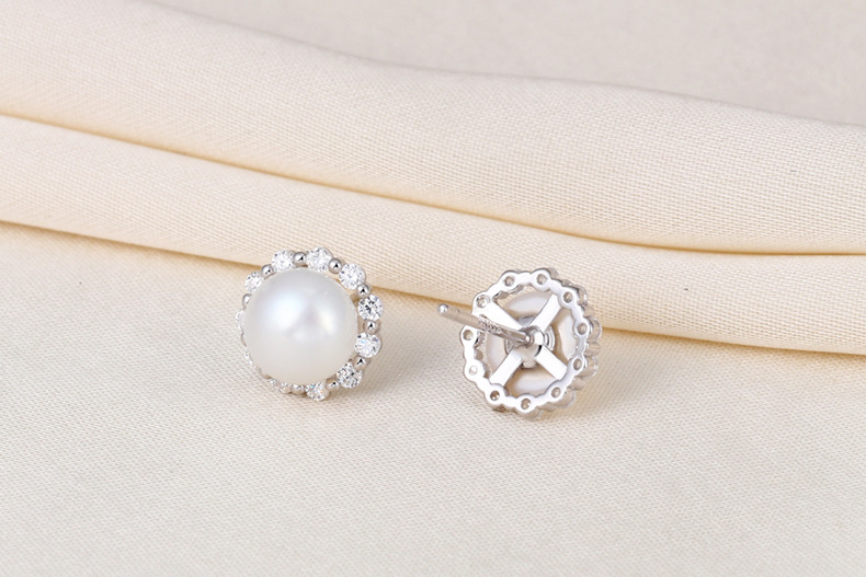 Women's Gender 1 Pair 925 Sterling Silver Pearl Geometric Ear Studs