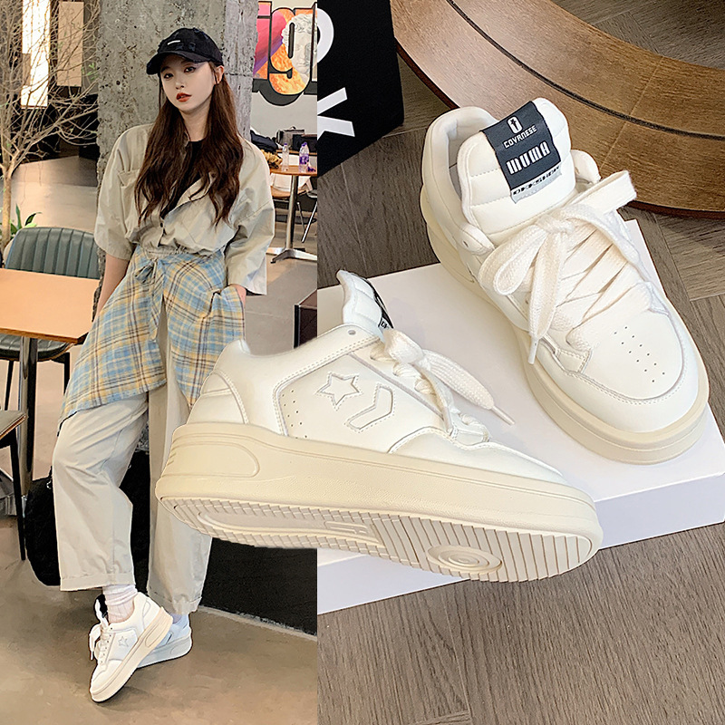 真皮厚底小白鞋女2025夏季新款运动休闲内增高舒适百搭熊猫板鞋女|undefined