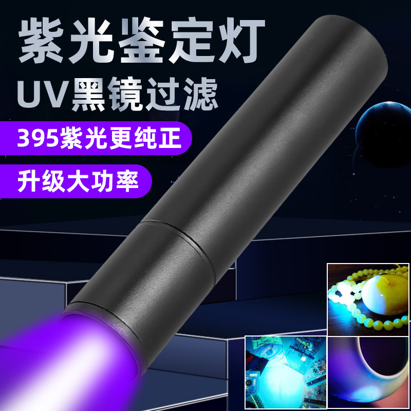 Purple light identification dedicated rechargeable flashlight 365 nail art uv curing jewelry sheet anti-counterfeiting led ultraviolet light