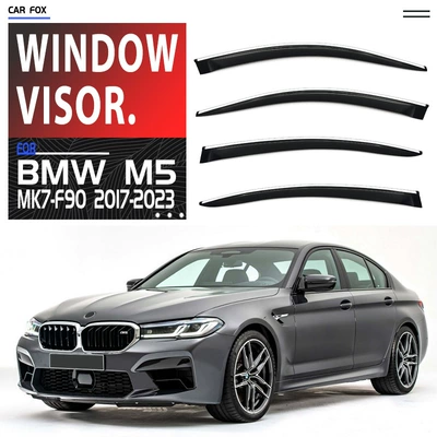 Rain shield — Bmw M5 Rain Shield - standard-packaging-without-logo-bmw-m5-mk7-f90-2017-2023-plexiglas-with-bright-strips-rain-shield