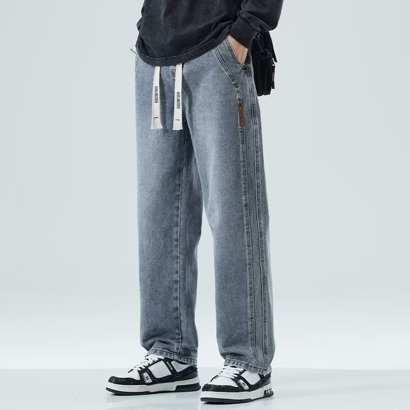 Vintage jeans para hombre 2024 otoño e invierno nuevo estilo recto marea marca de pierna ancha americana calle alta salvaje pantalones casuales