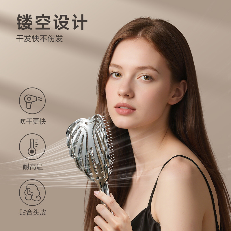 女性用ロングヘアカーリングマッサージ用の背の高い頭頂部用の豚バラコーム、家庭用ヘアスタイリング、ふわふわの大きなコーム|undefined