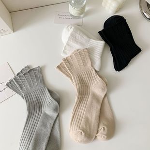 Maternity Socks for Women, Mid-Calf Length, Loose and Non-Binding, Suitable for Spring and Autumn, Trendy White Postpartum Socks with Loose Cuffs, Long Socks for Autumn and Winter