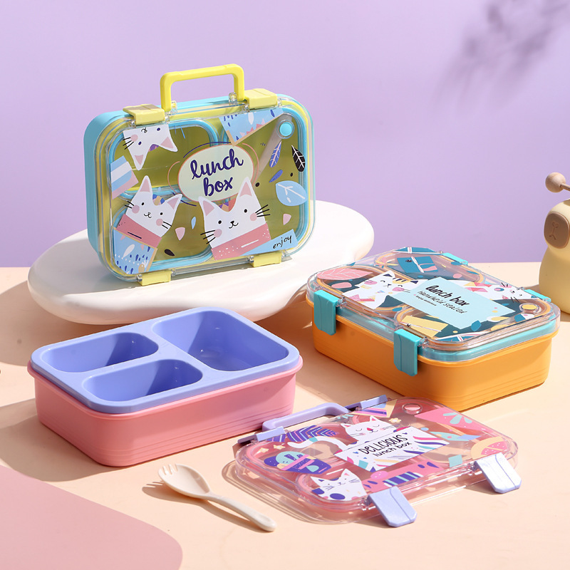 漫画柄の多層弁当箱、学生食堂用ランチボックス、会社員用携帯プラスチック弁当箱、電子レンジ対応|undefined