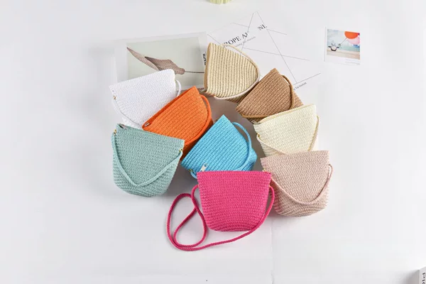 DIY Flower Accessories Children's Straw Bag Solid Color Light Paper Bag Summer Beach Outdoor Travel Bag