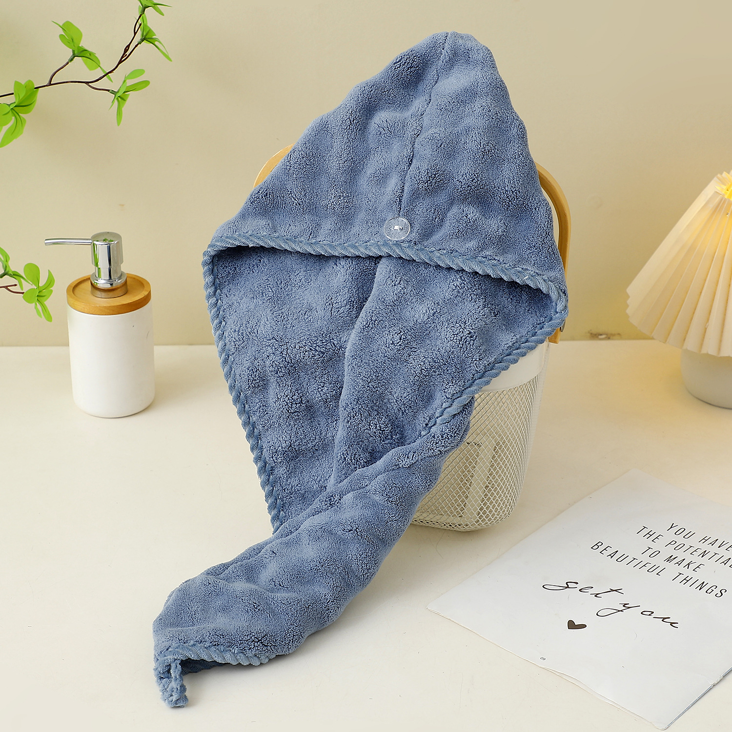 Dark blue dry hair cap-65*25cm-100g / -